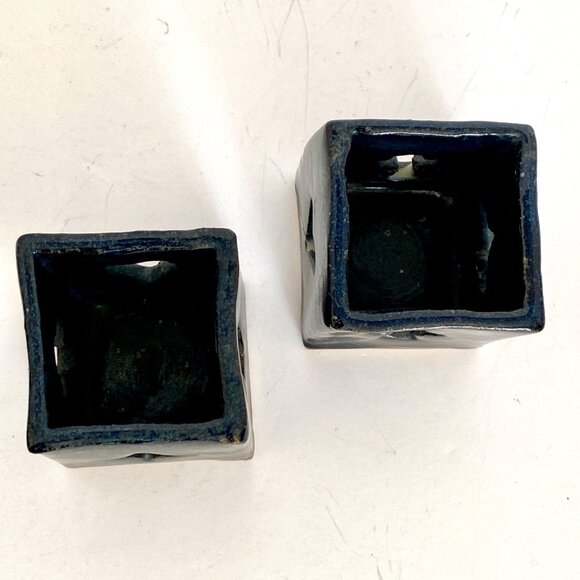 Raku Ceramic Playing Card Votive Candle Holders Heart Spade Diamond Club Set 2 - Picture 3 of 13